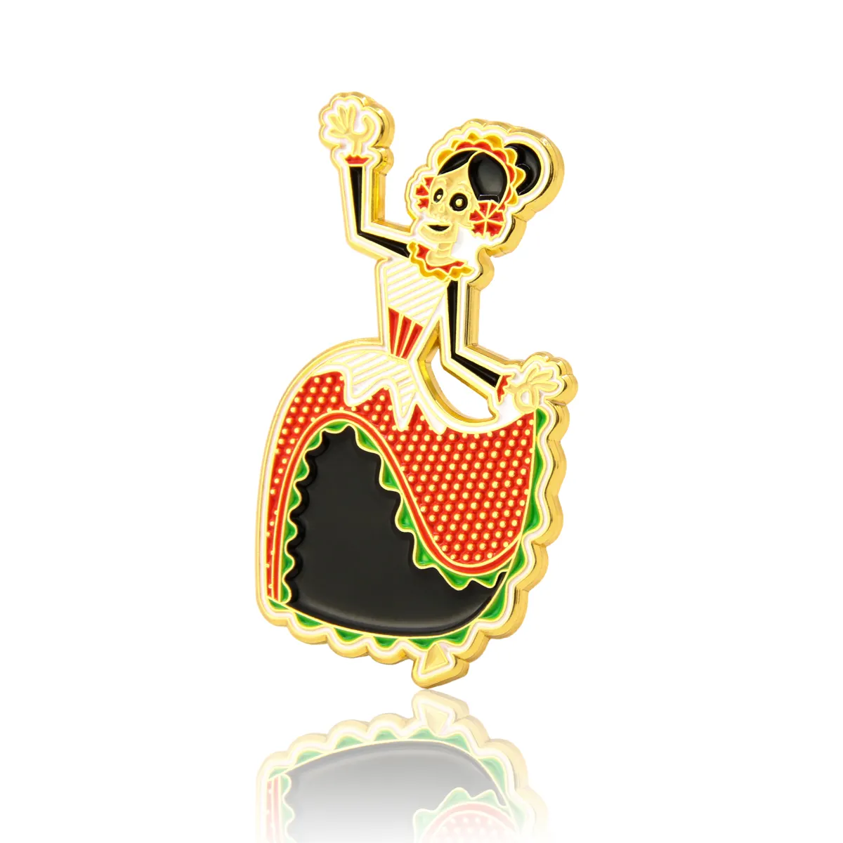 Calavera Dancer Skull Enamel Pins Calavera Dancer Skull Enamel Pins