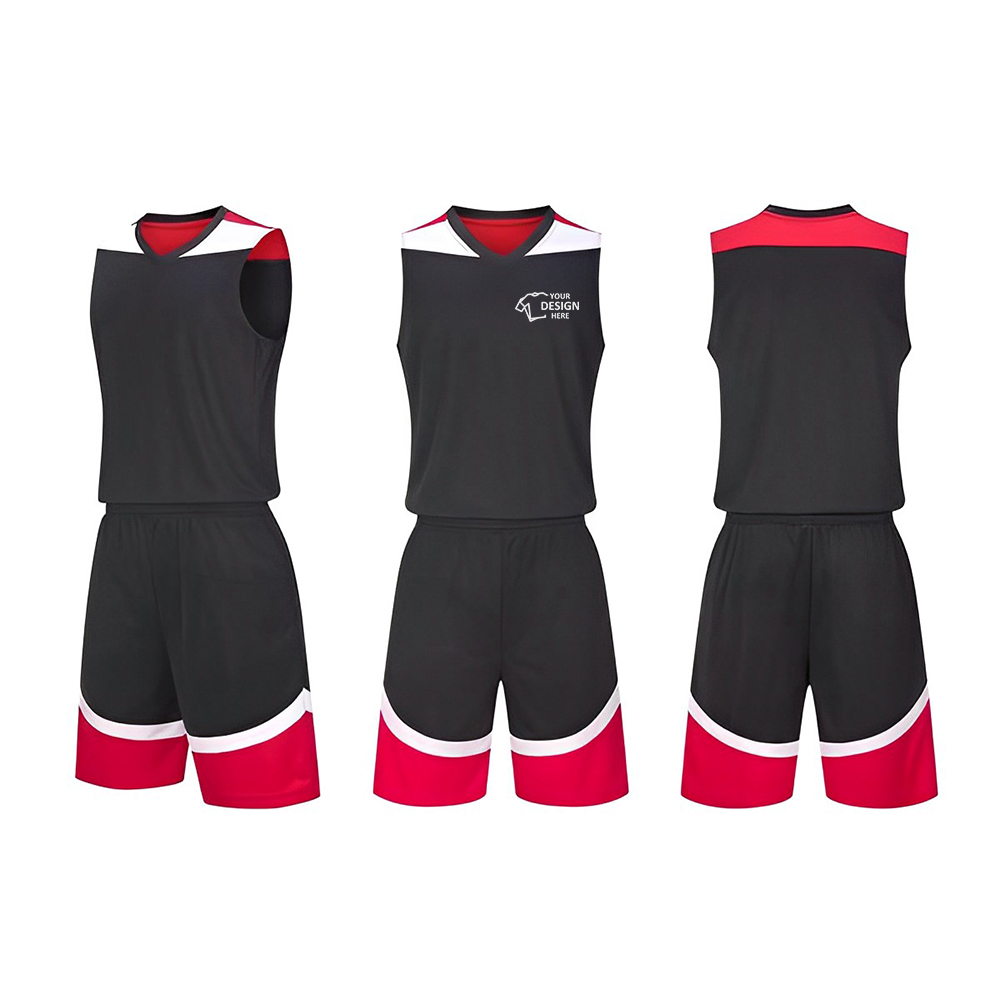 Custom Adult And Children's Basketball Clothes Set Black With Logo