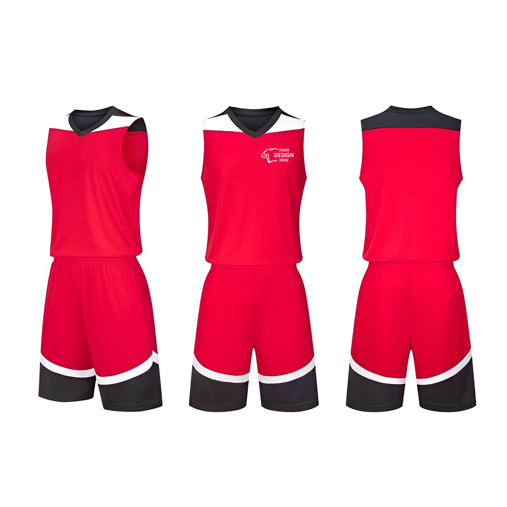 Custom Adult And Children's Basketball Clothes Set Red With Logo