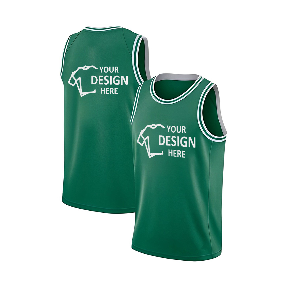 Custom Green Sleeveless Basketball Vest With Logo