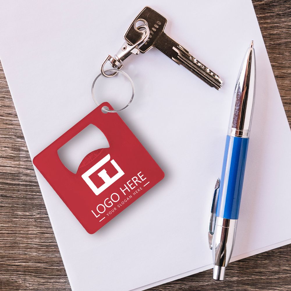 Aluminum Square Card Bottle Opener KeyRings