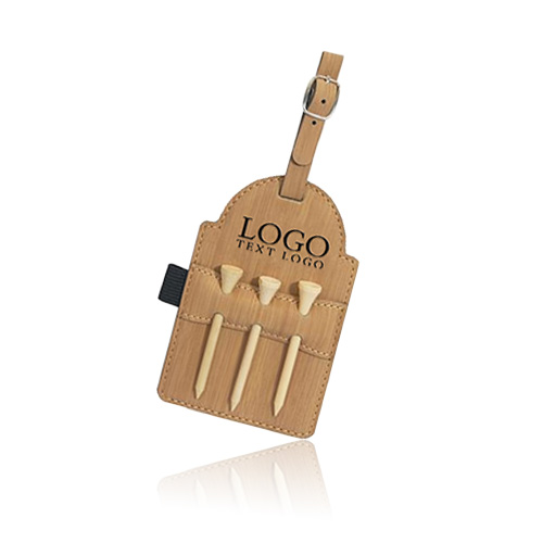 Golf Bag Tag With 3 Wooden Tees